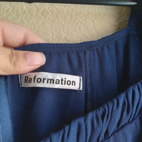 Reformation Sydney Long Sleeve Bow Tie Mini Dress in Blue/Danube NWOT - Picture 6 of 7